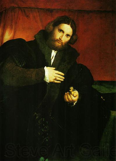 Lorenzo Lotto Portrat eines Edelmannes mit Lowentatze